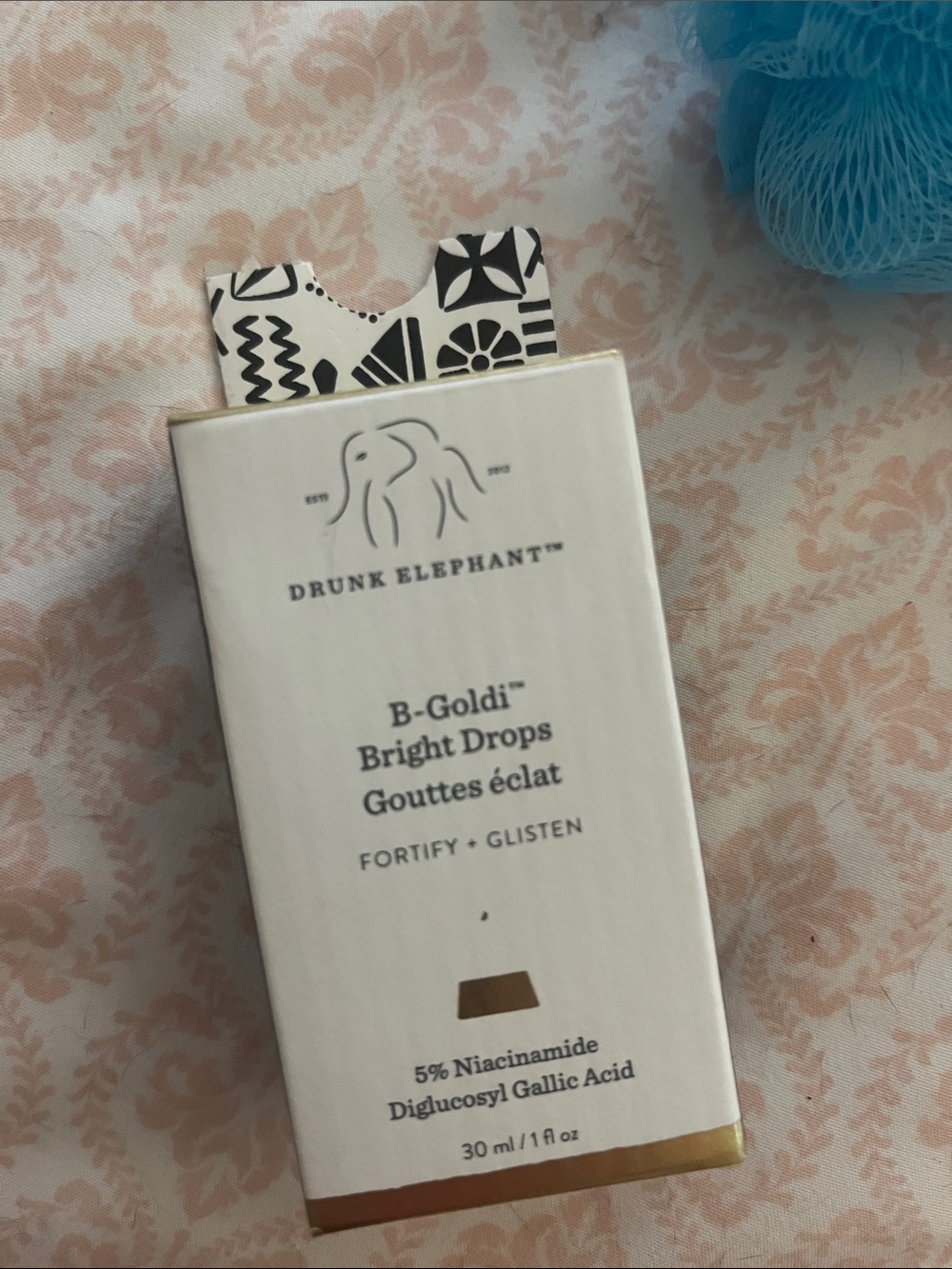 Drunk Elephant B-Goldi Bright Drops – White & Gold Accent Packaging